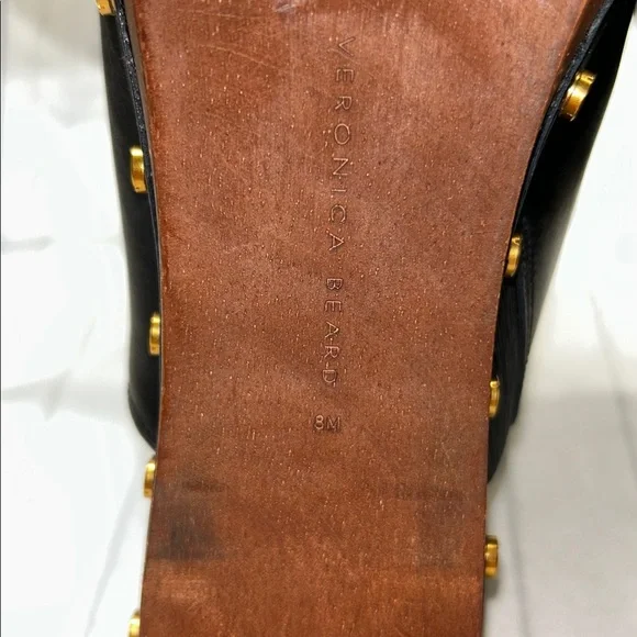 Veronica Beard Giles Block Heel Mule Clogs, Black,Size 8M Bohemian leather Heel - Picture 11 of 12